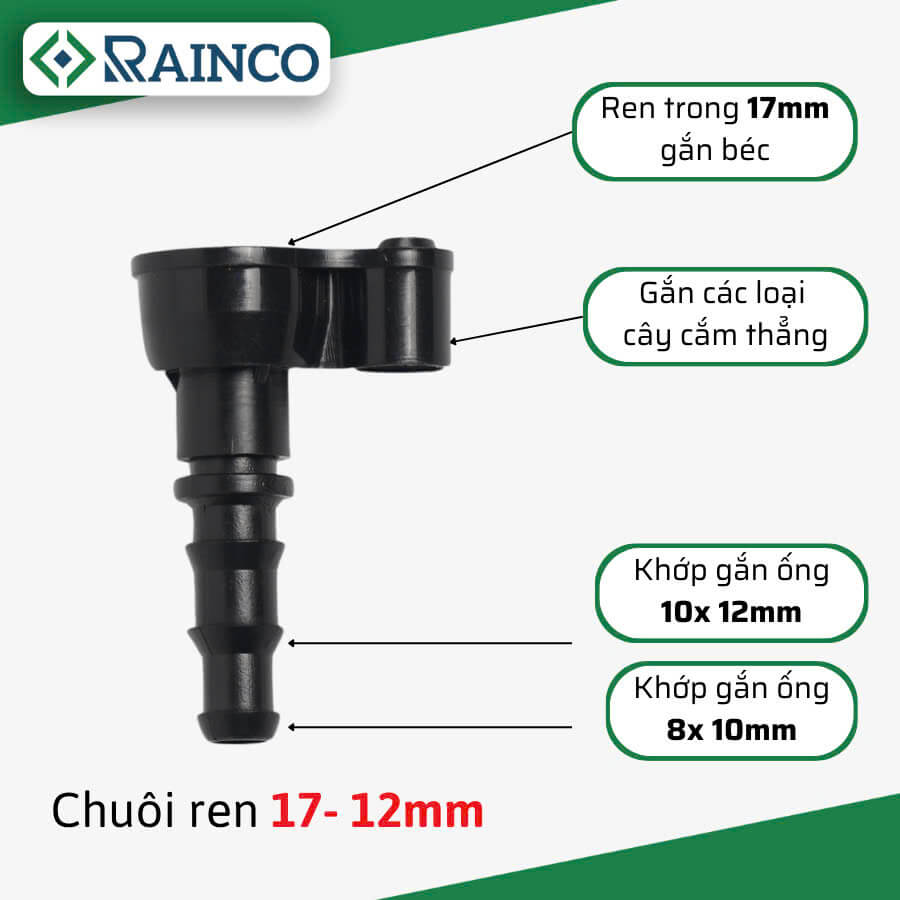 Chuôi gắn béc 17 ra 12